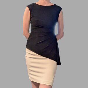 Lauren Ralph Lauren Black and White Asymmetrical Midi Dress